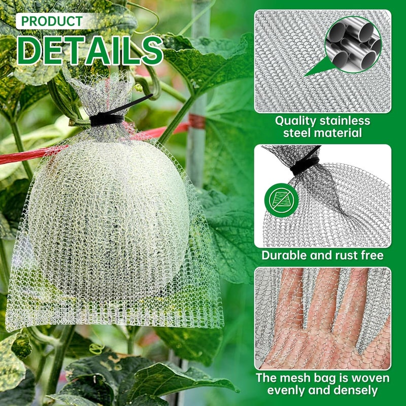 CHolic 25Pcs 8 x 12 inch Fruit Protection Wire mesh Bags, 304 Stainless Steel Wire, Gophers Resistant Stainless Steel Mesh, Root Protection mesh Bag for Fruits, Berries, Vegetables - Image 3